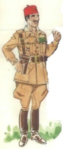(1) Teniente del grupo de Ceuta nº3 en uniforme de servicio y campaña.