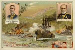 Admirals William Sampson and Pascual Cervera, and the Battle of Santiago de Cuba, Spanish-American War, 3 July 1898